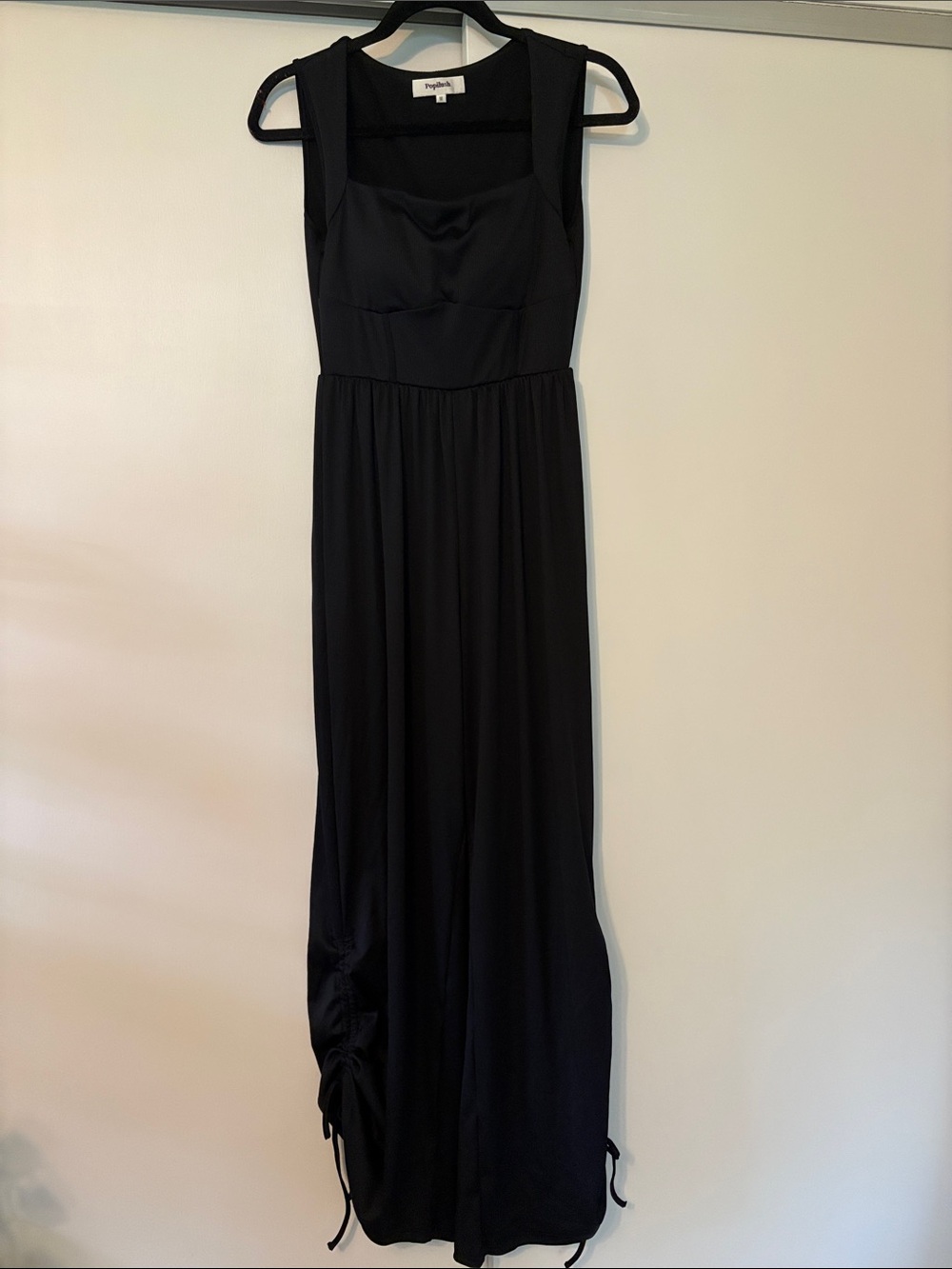 NWOT Popilush Medium Black Sleeveless Ribbed Wide Leg Jumpsuit with Shapewear